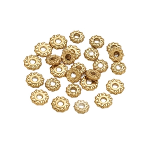 18K gold plated stainless steel twisted wheel spacer beads for DIY jewelry making