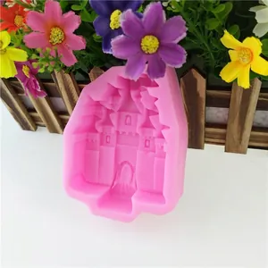 DIY castle shaped silicone mold in pink for fondant cakes and handmade soap making