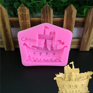Noah's Ark silicone fondant mold for DIY cakes featuring animal giraffe elephant shapes
