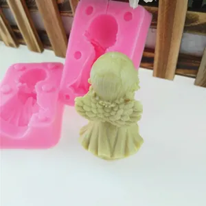 Stampo in silicone angelo 3D per torte fondente fai-da-te e artigianato in gesso fatto a mano