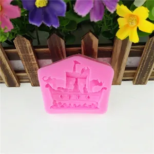 Noah's Ark themed pink silicone mold with 3D animal patterns for DIY crafts and baking