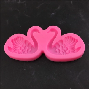 Pink swan heart silicone mold for DIY handmade soap chocolate and fondant cake decoration