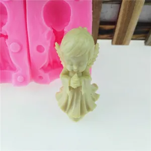Stampo in silicone angelo 3D per fondant, candele e sapone con trama dettagliata