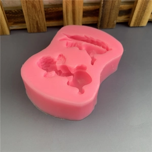 Pink silicone angel and heart wings mold for DIY fondant cake decoration and soap making