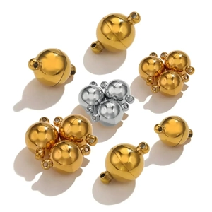 Polished stainless steel magnetic ball clasps for DIY jewelry making in gold and silver