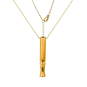 Mindfulness breathing whistle necklace in gold stainless steel for meditation stress relief