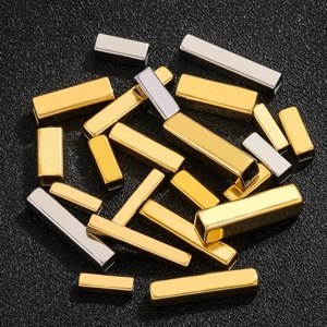 Polished rectangular metal tube beads for DIY jewelry making in gold and silver finish