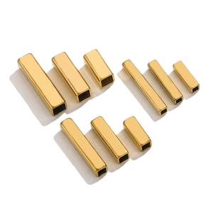 Polished gold rectangular metal tube beads for DIY jewelry making in various sizes