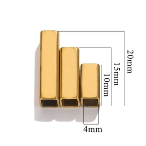 Golden rectangular metal beads in 20mm 15mm and 10mm sizes for DIY jewelry making