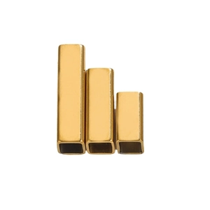 Polished gold rectangular hollow metal tube beads for DIY jewelry making accessories set