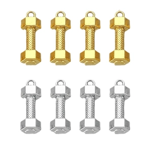 Dumbbell shaped stainless steel charms in gold and silver for fitness jewelry DIY
