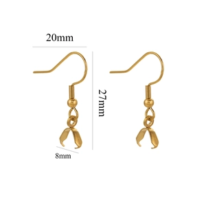 Goldene Edelstahl Ohrhaken mit Feder und Verschluss für die Schmuckherstellung 27mm