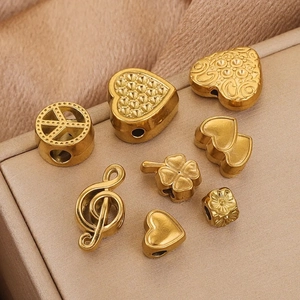 Gouden titaniumstalen hart en boog DIY kralen voor armbanden sieraden maken