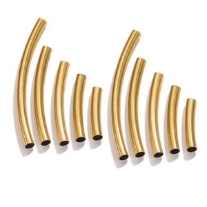 Stainless Steel Curved Tube Beads Polished Hollow Spacer Beads DIY Bracelet Necklace Jewelry Making Findings Vacuum Gold Silver Plated Accessories