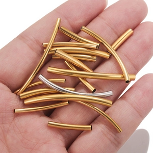 Polished gold and silver curved hollow tube metal spacers for DIY jewelry making