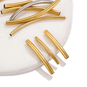 Polished gold and silver stainless steel curved tubes for DIY minimalist jewelry making