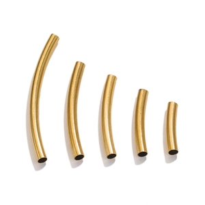 Polished gold stainless steel curved tube spacers for DIY jewelry in five lengths