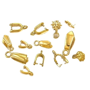 Polished and frosted gold-plated stainless steel bails for DIY jewelry making