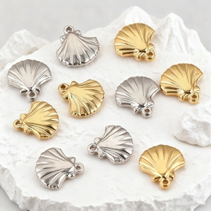 Pendentifs en Forme de Coquille en Acier Inoxydable pour Création de Bijoux DIY Mini Breloques Style Marin pour Collier Bracelet