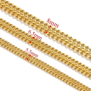 18K vergoldete Edelstahl-Gliederketten in den Breiten 8mm, 6,5mm und 5,5mm erhältlich