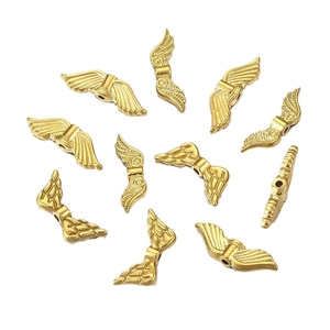 Goldene Edelstahl-Flügelperlen mit strukturierter Oberfläche für DIY-Schmuckherstellung