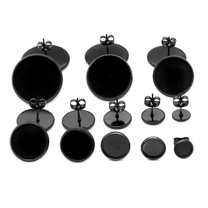 Schwarze Ohrstecker-Rohlinge aus Edelstahl mit Schmetterlingsverschluss für DIY-Schmuck