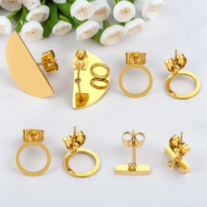 Edelstahl Ohrring Zubehör Geometrische Gold Galvanisiert Ohrstecker Minimalistisch DIY Schmuckherstellung Teile Für Damen