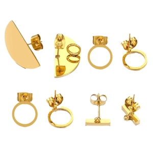 Goldene geometrische Ohrstecker aus Edelstahl mit Schmetterlingsverschluss in Formen