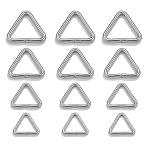 Polished stainless steel triangle jump rings in various sizes for DIY jewelry making