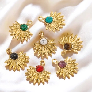 Boheemse gouden zonnebloem hangers met natuursteen voor het maken van sieraden