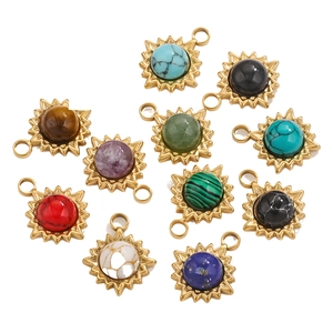 10-piece set of solar stainless steel pendants with multi-color natural stone inlays
