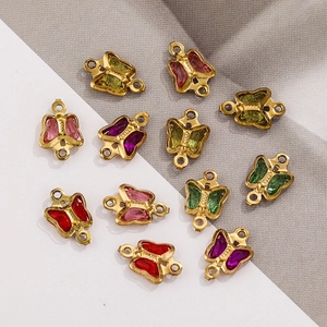 Colorful crystal butterfly pendants in gold stainless steel for DIY jewelry making