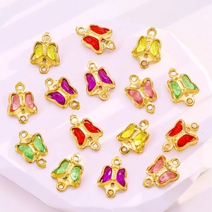 Colorful crystal butterfly pendants in stainless steel gold frame for DIY jewelry making