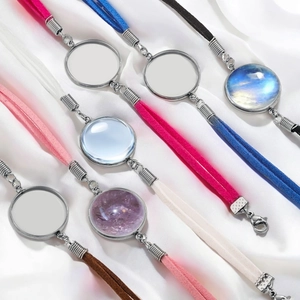 Bunte DIY-Samt-Halsketten mit 20mm runden Anhänger-Tabletts aus Edelstahl für Schmuck