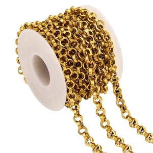 6mm goldene Edelstahl DIY Metallkette auf weißer Spule für Schmuck und Taschenzubehör
