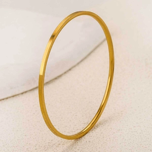 Bracciale Rigido in Acciaio Inossidabile Minimalista per Donna Lucidato Tondo Quadrato Bracciale Rigido Placcato Oro 18K