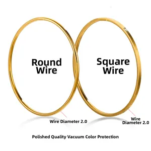 Bracciali in acciaio inossidabile placcato oro 18K con fili tondi e quadrati da 2 mm