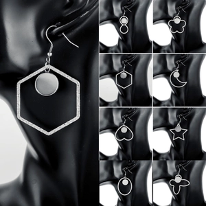 Edelstahl 12mm Runde Schale DIY Ohrring Anhänger Gehämmert Textur Geometrische Herz Mond Stern Ohrring Zubehör