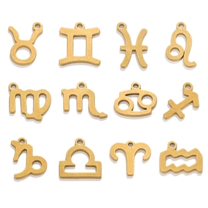 Set van 12 gouden roestvrijstalen sterrenbeeld hangers voor DIY sieraden maken