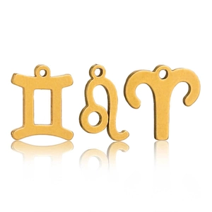 Gouden rvs sterrenbeeld bedeltjes voor sieraden met Tweelingen, Leeuw en Ram tekens