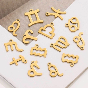Set van 12 dierenriem hangers in mat goud roestvrij staal voor DIY sieraden maken