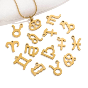 Gouden dierenriem hanger ketting set van roestvrij staal met twaalf sterrenbeeld charms