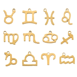 Set van 12 gouden roestvrijstalen sterrenbeeld hangers voor DIY sieraden maken