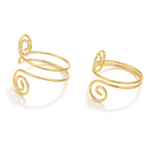 Minimalist double-layered spiral 18k gold plated wire rings with open adjustable design