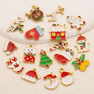 Weihnachtliche Emaille-Anhänger Kollektion mit Schneemann, Rentier und Weihnachtsmann für DIY