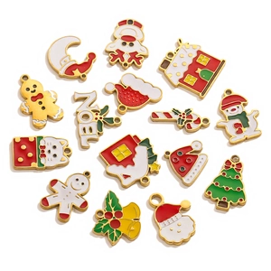 14er Set Weihnachts-Emaille-Anhänger mit Weihnachtsmann und Schneemann für DIY-Schmuck