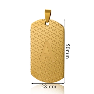Poliertes Gold-Titanstahl-Halskette mit geprägtem Buchstaben A und Mesh-Muster