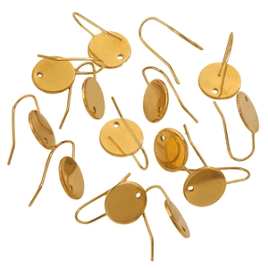 Goldene französische Ohrhaken aus Edelstahl mit flacher Schale für DIY-Schmuckbau