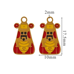 Detail view of 17.5mm enamel festive charms with precise size measurements in millimeters