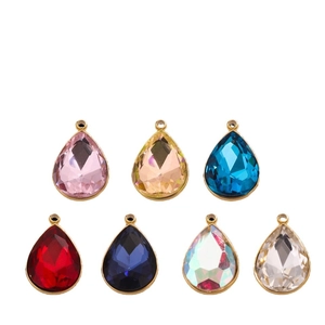 Colorful teardrop crystal pendants with gold metal frames for DIY jewelry making
